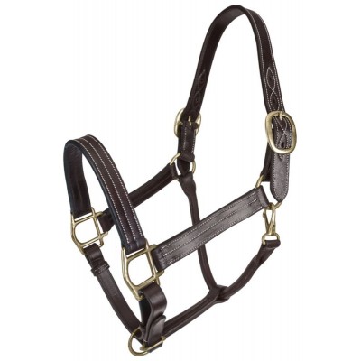  Classic Triple Stitched Leather Halter with Snap